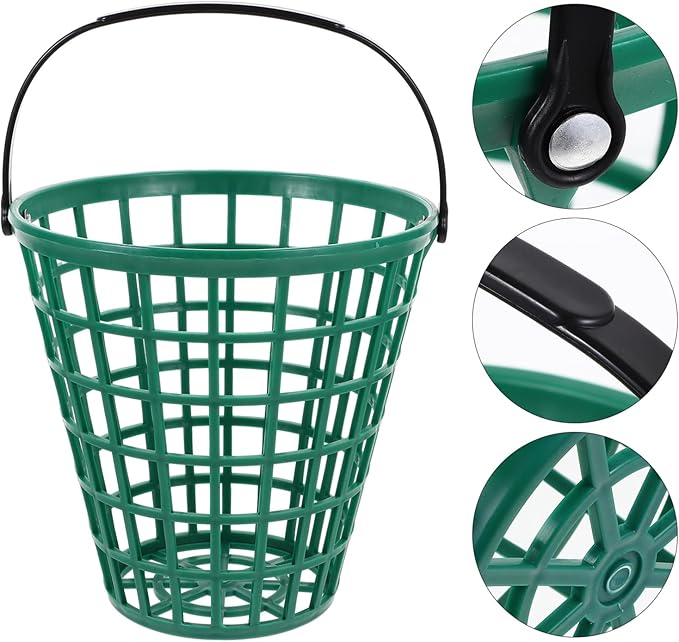 YARNOW Golf Ball Basket with Handle Nylon Golf Ball Container Golf Ball Bin (Green, Golf Balls are Excluded)