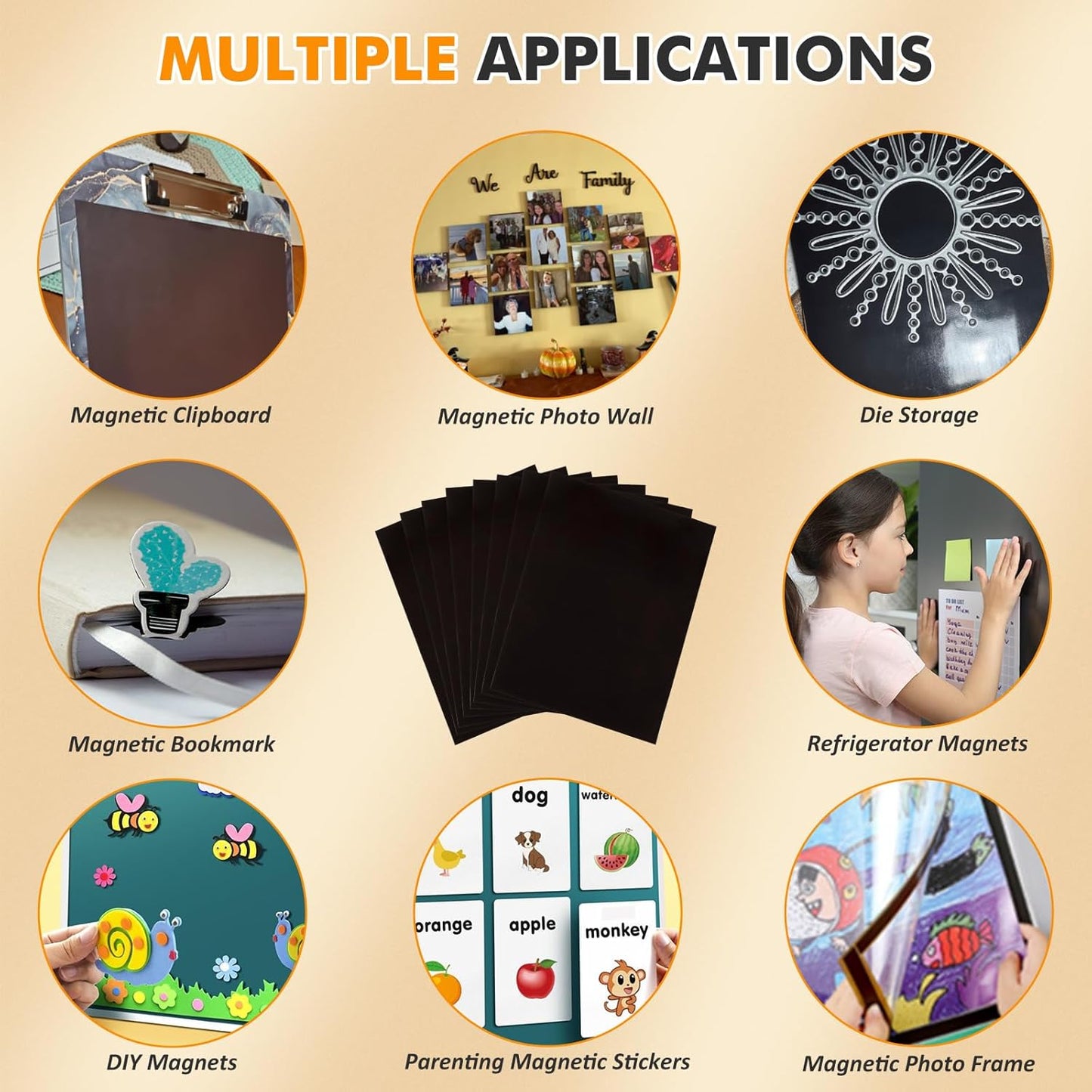 Adhesive Magnetic Sheets 8 x 10 Inch, 30 Packs Magnetic Sheets with Adhesive Backing - 0.5mm Thickness Flexible Magnet Sheets for Dies Storage, Craft Projects, Photos, School, Office