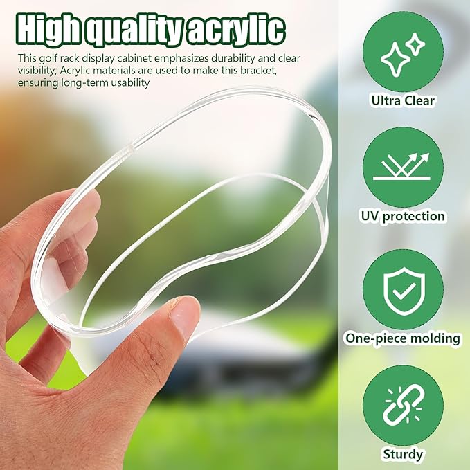 Soaoo 3.94 x 2.95 x 3.43'' Golf Ball Display Case Acrylic Golf Ball Transparent Holder Display Stand Clear Memorabilia Storage Box with Flag and Wood Base for Single Golfball Enthusiasts Gift