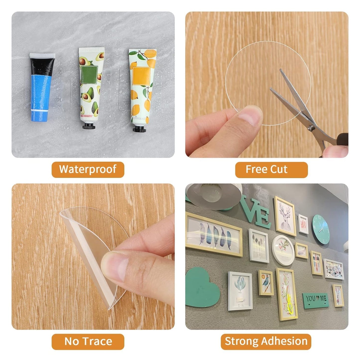 80PCS Heavy Duty Double Sided Adhesive Mounting Circle Tape- Waterproof,Strong Adhesion,Clear, High Strength,No Residue Removability for Hanging,Wall Mounting, Home Decor,Adhesive for Shower