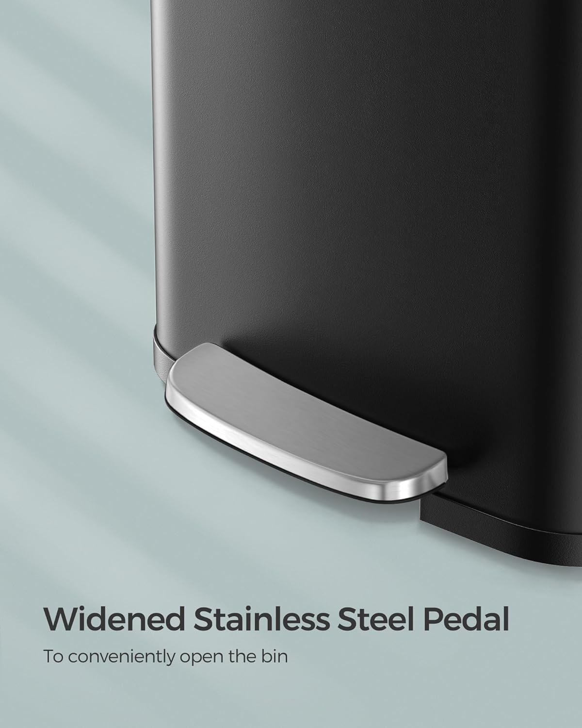 SONGMICS Kitchen Trash Can, 18-Gallon Stainless Steel Garbage Can, with Stay-Open Lid and Step-on Pedal, Soft Closure, Tall, Large and Space-Saving, Black ULTB520B68