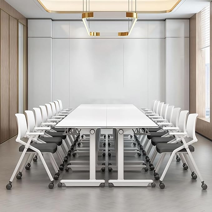 6Pack Conference Room Table, Folding Conference Table for Office Classroom, Mobile Training Tables with Casters Silent Wheels, Large Rectangular Convertible Modular Seminar Tables (L70.9in)