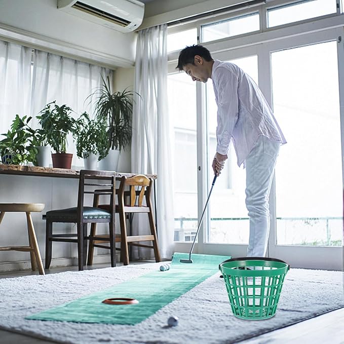 Garneck Golf Ball Storage Basket Nylon Golf Ball Basket Green Golfball Container with Handle Golf Range Bucket Storage Organizer Stadium Accessories for Practice Range and Outdoor Use