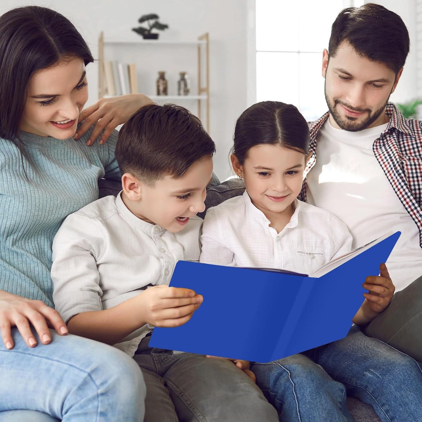 Jumbo Book Covers 8 Pack Reusable Fabric Book Cover Protective Books Covers 9 x 11 Inch Blue Stretchable Books Sleeve Cover with Label Sticker for Most Hardcover Textbooks Up to 10 x 12.5 Inch