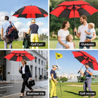 LLanxiry Automatic Open Golf Umbrella 54/62/68/72 Inch, Extra Large Windproof Vented Double Canopy Stick Umbrella, 210T Pongee Waterproof SPF 50+, Fiberglass Ribs, EVA Grip for Golf & Commute