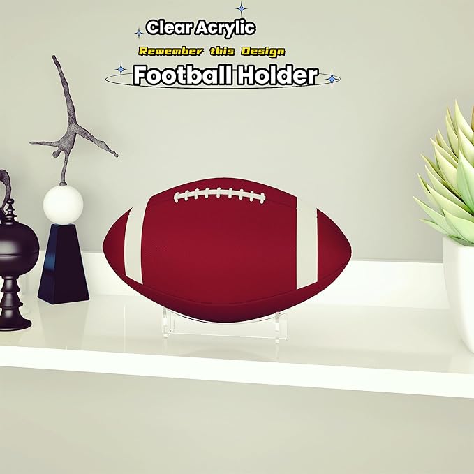 Football Stand Holder, 2-Pack Acrylic Display Stand for Rugby Ball, Clear Rack for Memorial Sports Gloves, 5.9x3.5x1.3 inch