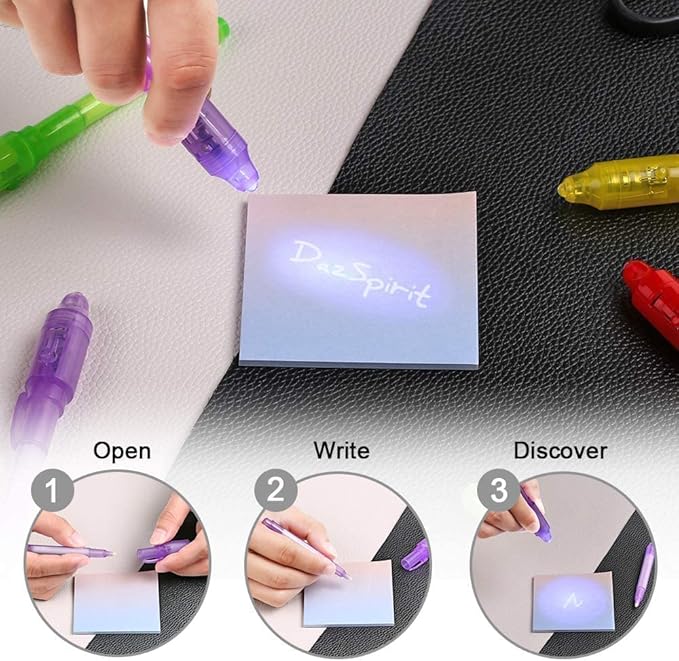 20PCS Invisible Ink Pens with UV Light Party Bag Fillers for Boys and Girls, Magic Pen Disappearing Ink for Kids, UV Light Spy Pen for Writing Secret Message
