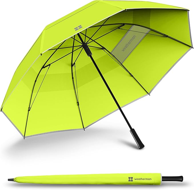 Weatherman Umbrella - Golf Umbrella - Windproof Sports Umbrella Resists Up to 55 MPH Winds - Available in 2 Sizes and 5 Colors
