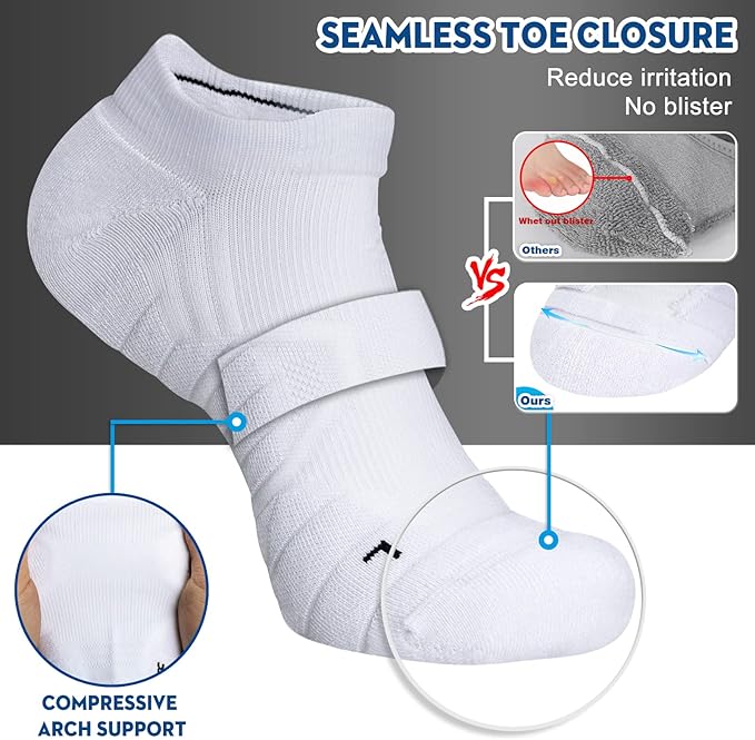 Hylaea Athletic Running Socks Cushion Padded Moisture Wicking Low Cut