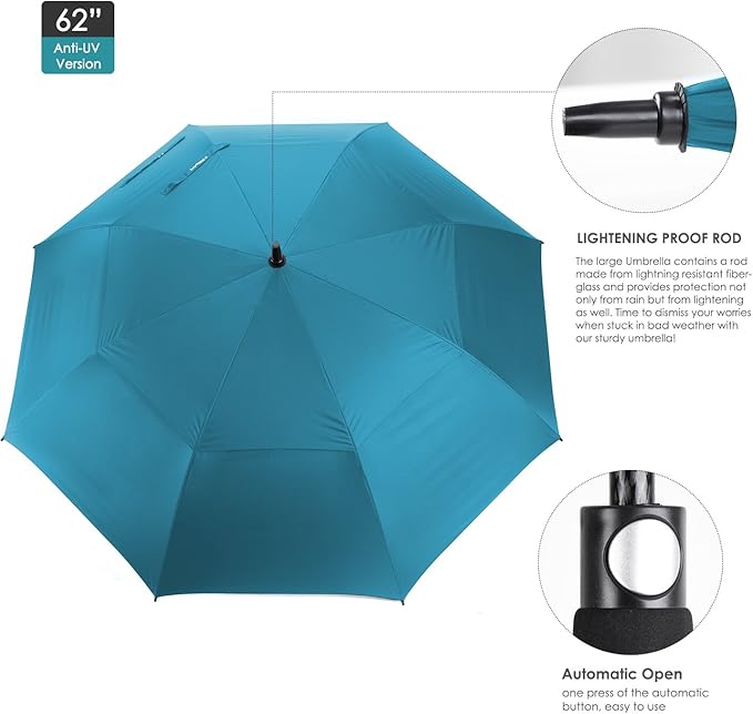 ZEKAR 54/62/68 inch Rain/Sun Windproof Large UV Protection Golf Umbrella
