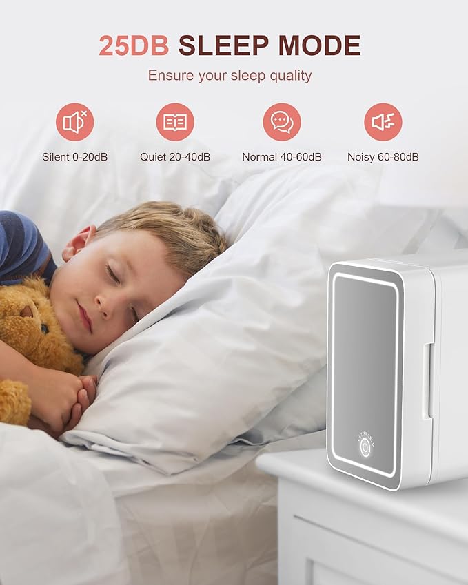 Skincare Fridge With Dimmable LED Light Mirror, 4L Makeup Mini Fridge for Bedroom, Car, Office & Dorm, Cooler & Warmer, Portable Small Refrigerator for Cosmetics, Skin Care and Food, White