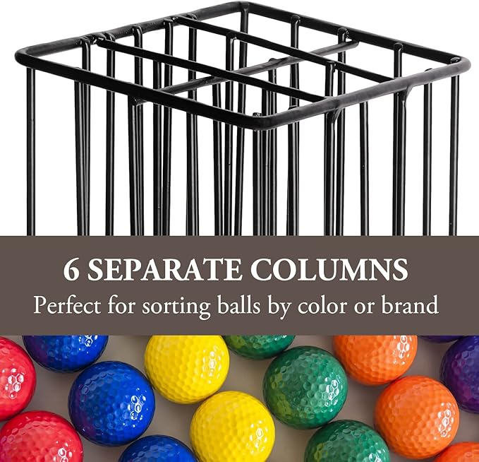 MyGift 60 Capacity Golf Ball Basket Holder - Matte Black Metal Wire Golf Ball Dispenser and Countertop Display Rack