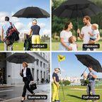 LLanxiry Automatic Open Golf Umbrella 54/62/68/72 Inch, Extra Large Windproof Vented Double Canopy Stick Umbrella, 210T Pongee Waterproof SPF 50+, Fiberglass Ribs, EVA Grip for Golf & Commute