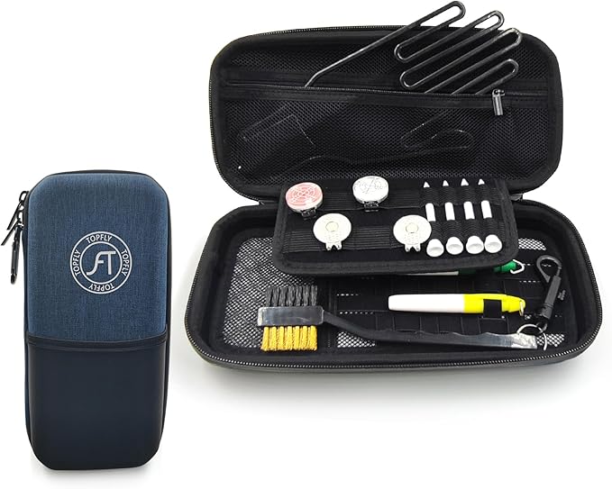 Golf Glove Holder with Removable Golf Glove Shaper, Golf Accessories Organizer Bag for Phone, Tees, Divot Tools & Ball Markers for Men and Women