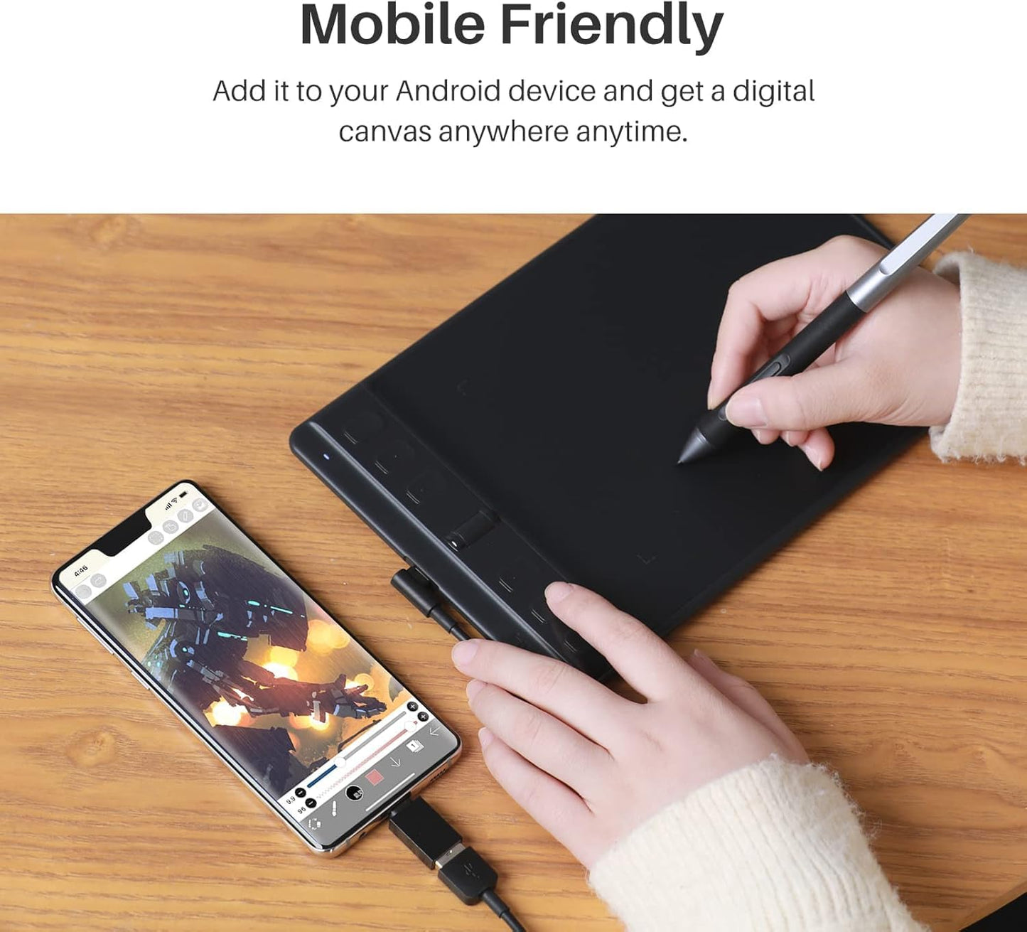 HUION Drawing Tablet Inspiroy 2 Small, Digital Art Tablet with Scroll Wheel, 6 Hotkeys, Battery-Free Stylus, Graphics Tablet for Drawing, Design, Writing, Work with PC, Mac & Android, Black