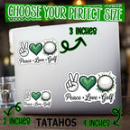 (3Pcs) Peace Love Golf Stickers Funny Golf Ball Decals for Golfers Sarcastic Quote Humor Motivational Inspirational Gifts Waterproof Vinyl Kindle Water Bottle Bumper Car Hard Hat Phone Laptop 3x1.9
