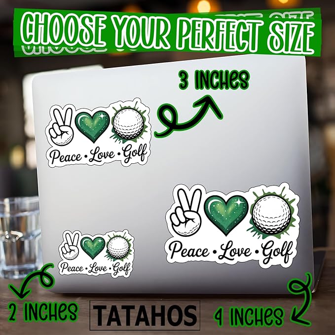(3Pcs) Peace Love Golf Stickers Funny Golf Ball Decals for Golfers Sarcastic Quote Humor Motivational Inspirational Gifts Waterproof Vinyl Kindle Water Bottle Bumper Car Hard Hat Phone Laptop 3x1.9