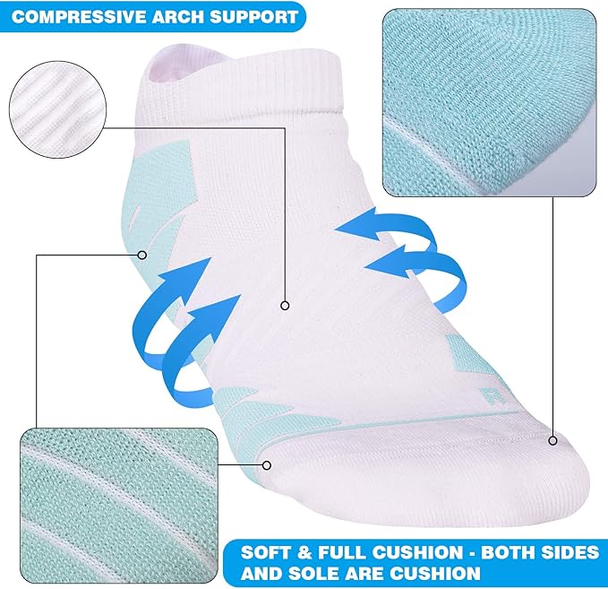 Hylaea No Show Running Athletic Anti-Blister Wicking Coolmax Socks, Seamless Anti-odor