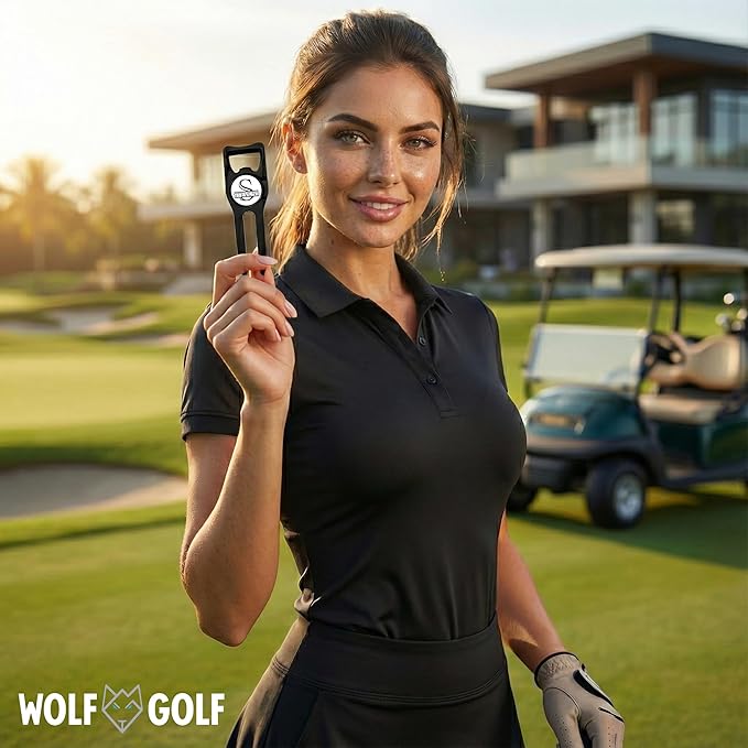 Wolf Golf Towels Personalized Divot Repair Tool | 6-in-1 Premium Divot Tool with Ball Marker | Golf Gifts for Men & Women | Golf Accessories for Men & Women