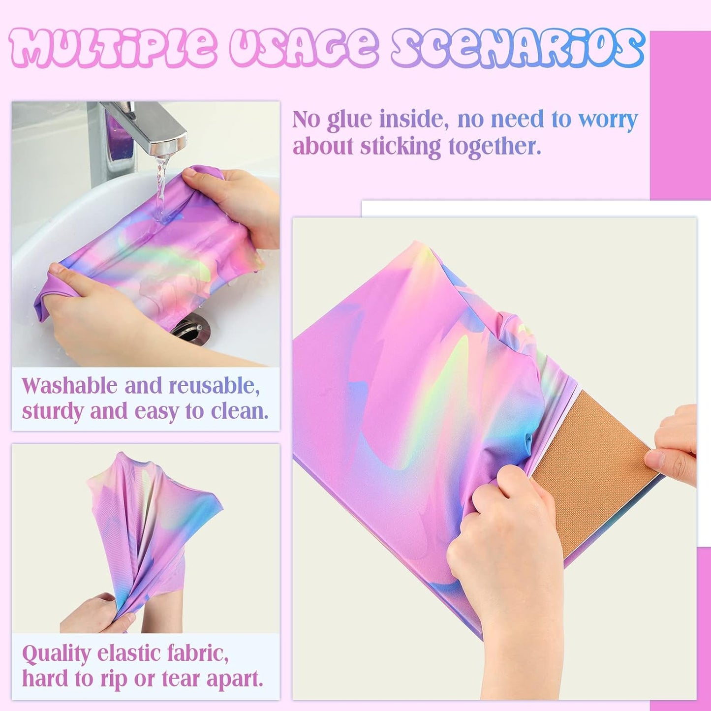 6 Pack Stretchable Book Cover Jumbo Fabric Book Covers Colorful Pattern Print Book Protector Washable Reusable Protective Textbook Cover for Hardcover Textbooks up to 9 x 11 Inch (Stylish Pattern)