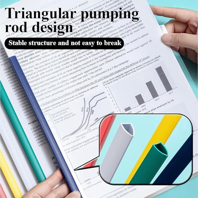 M&G 10 Pack Report Covers with Sliding Bar, 5mm Clear Report Covers for A4 and Letter Size Paper, 35 Sheet Capacity, Presentation File Folder Document Binder for School Office (Colored Sliding Bar)