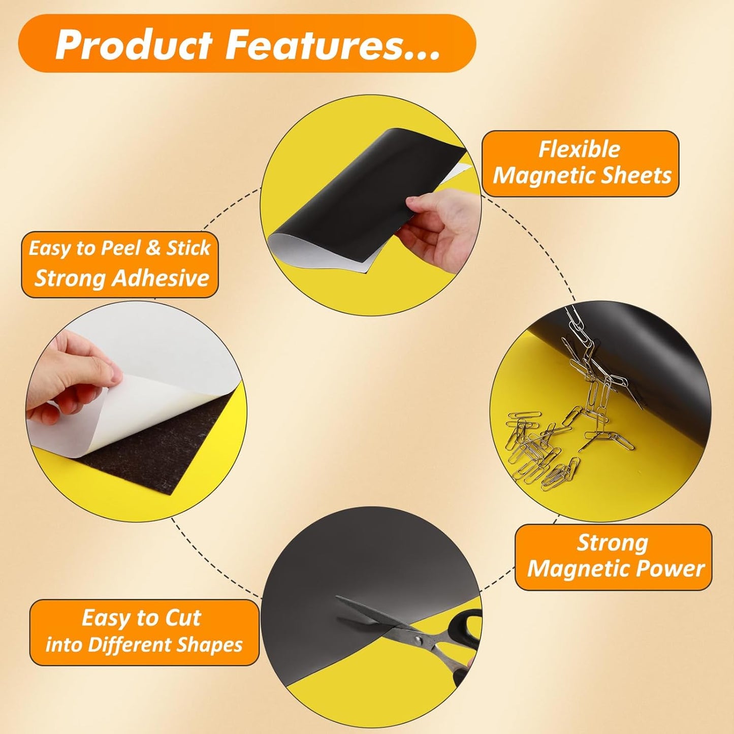 Magnetic Sheets with Adhesive Backing - 20 Pcs 8.5 x 11/10 Pcs 8 x 10 Inch Flexible Magnetic Adhesive Sheets, Adhesive Magnetic Sheets for Dies Storage, Photos, Craft Projects, School, Office