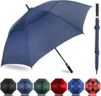 LLanxiry Automatic Open Golf Umbrella 54/62/68/72 Inch, Extra Large Windproof Vented Double Canopy Stick Umbrella, 210T Pongee Waterproof SPF 50+, Fiberglass Ribs, EVA Grip for Golf & Commute