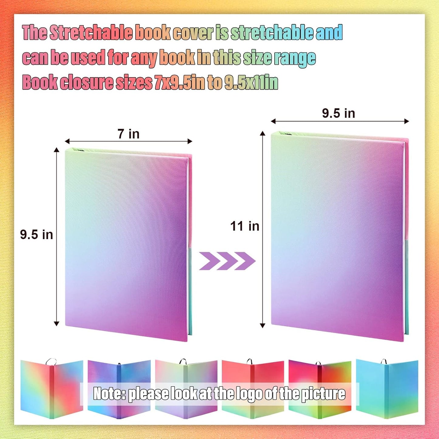 6 Pack Stretchable Book Cover Jumbo Fabric Book Covers Colorful Pattern Print Book Protector Washable Reusable Protective Textbook Cover for Hardcover Textbooks up to 9 x 11 Inch (Lovely Pattern)