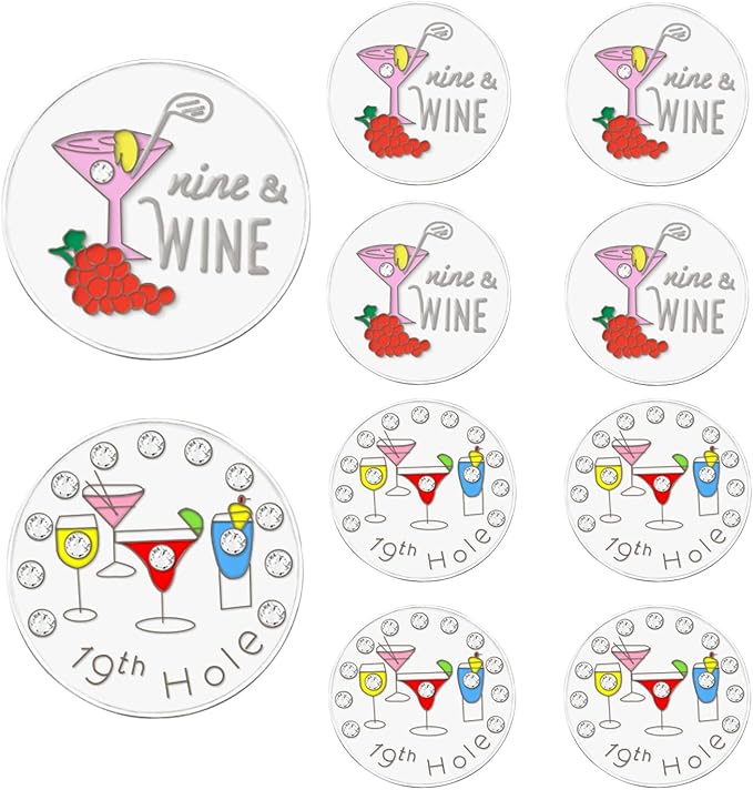 Amy Sport Golf Ball Markers Assorted Patterns Fits All Magnetic Golf Tools Value Set, Alloy Soft Enamel Technique Marker for Hat Clips Gloves Golf Divot Tools Marks