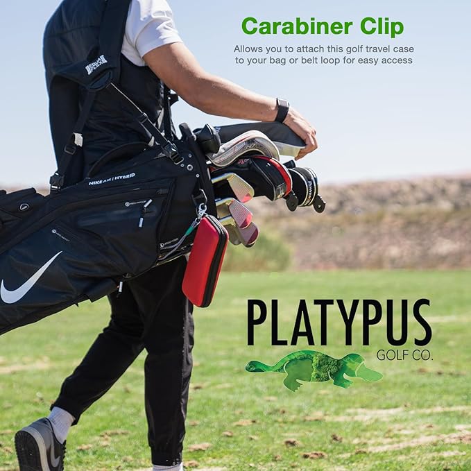 Platypus Golf Co. Golfing Caddie Hard Travel Case Organizer - Hinging Glove Shaper & Holder - Mesh Pocket & Storage Slots for Phone, Tees, Divot Tools & Ball Markers - Golfers Cases for Men & Women