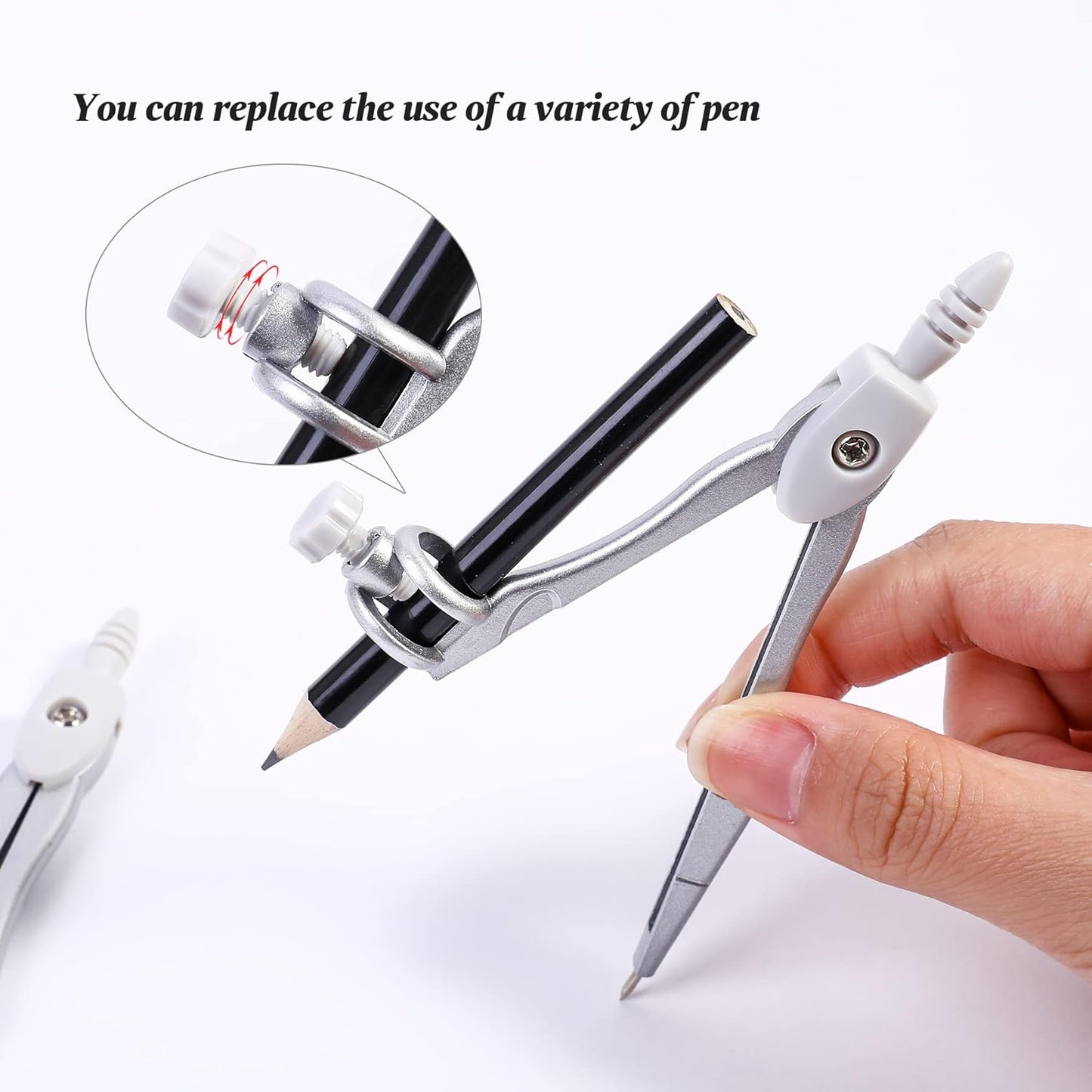 Math Geometry Kit Sets 10 Piece Student Supplies with Shatterproof Storage Box,Includes Rulers,Protractor,Compass,Eraser,Pencil Sharpener,Lead Refills,Pencil,for Drafting and Drawings（Grey）