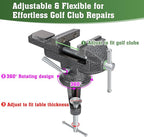 All-in-One Golf Grip Kit for Regripping Golf Clubs, 360° Swivel Portable Table Vise Rubber Clamp Golf Grip Removal Tool with Golf Grip Replacement Tape and Solvent, Golf Club Regripping Kit