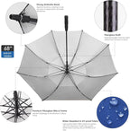 ZEKAR 54/62/68 inch Windproof Large Vented UV Protection and Classic Pongee Fabric Golf Umbrella, Double Canopy Rain Sun Oversized Stick Umbrellas Women Men