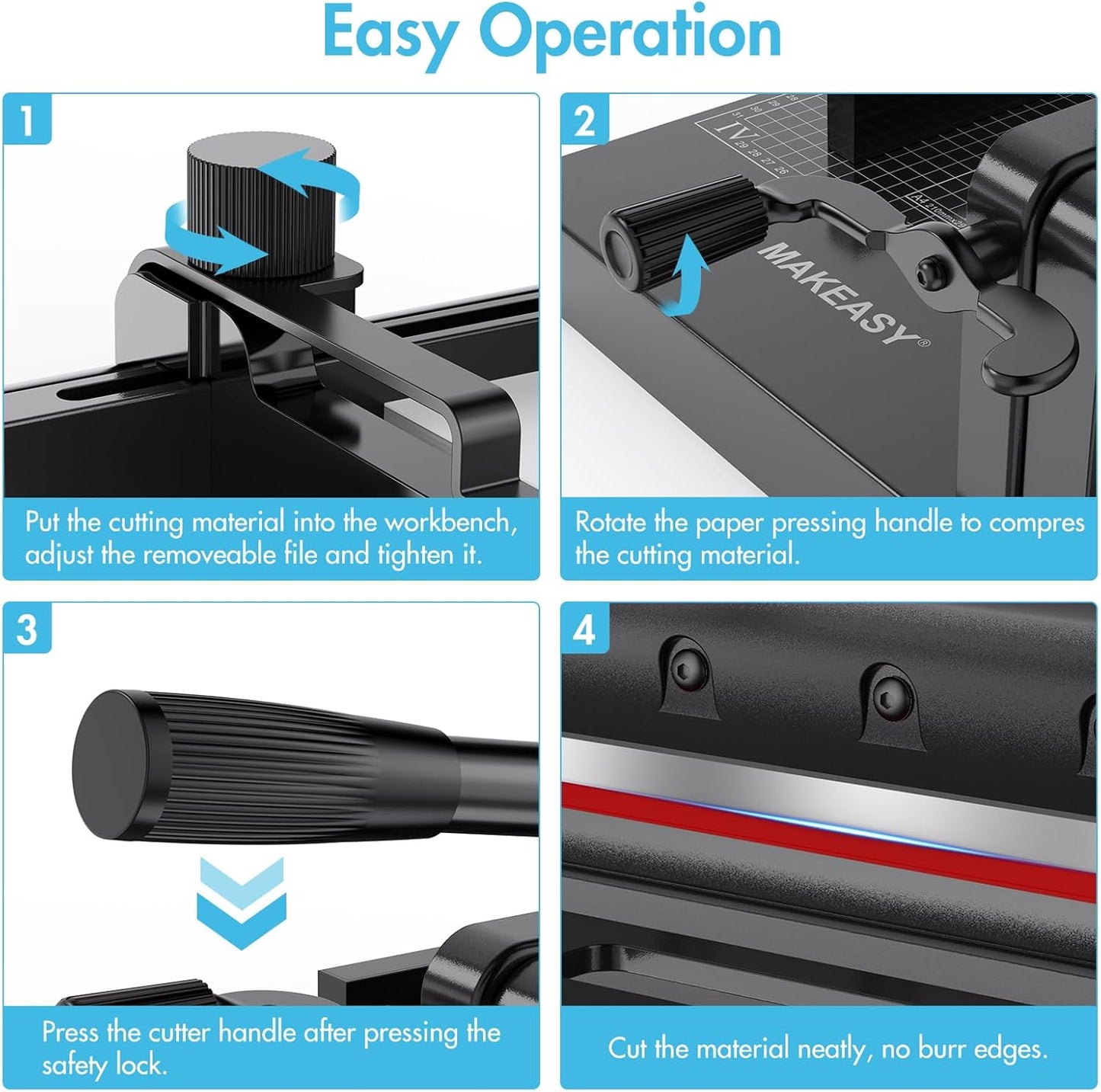 Paper Cutter 12 Inch, Heavy Duty Paper Cutter for A4 Paper, Guillotine Paper Cutter 400 Sheet Capacity, Solid Steel Construction