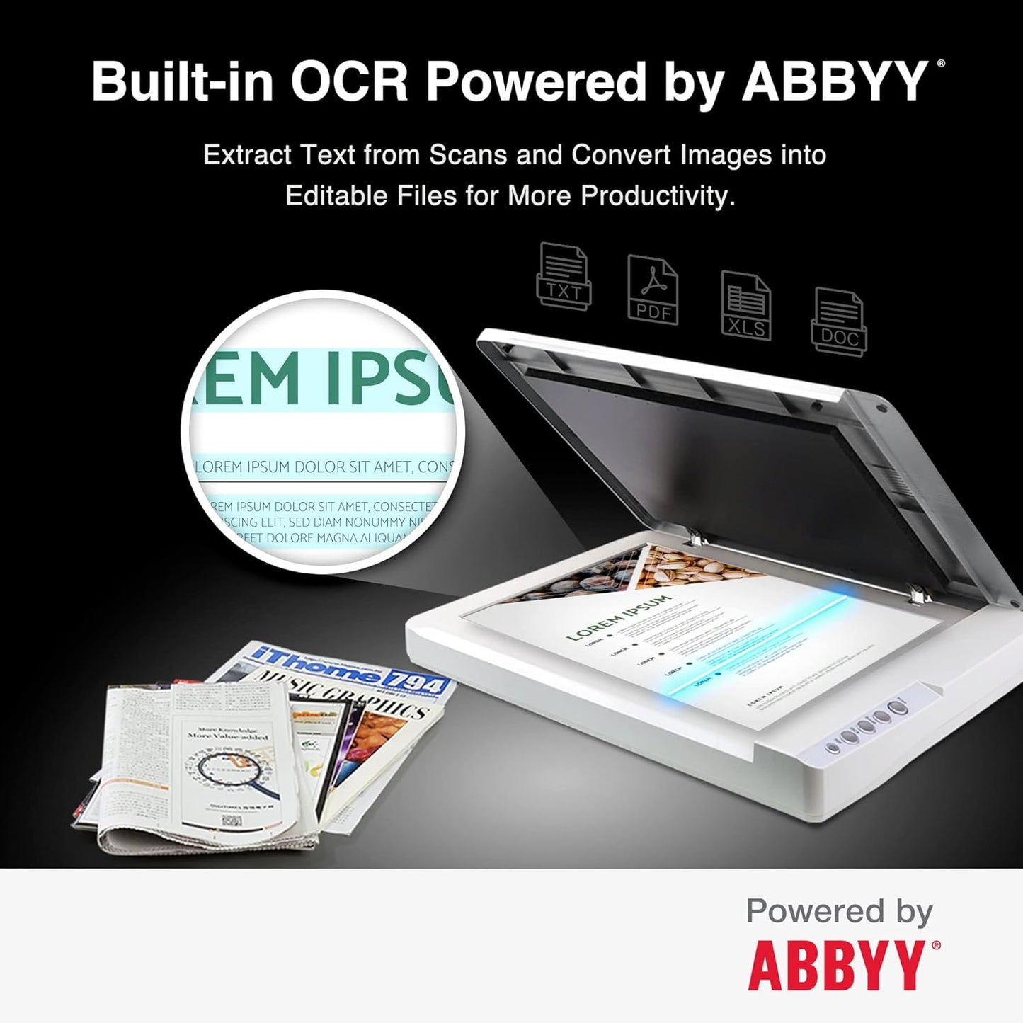 Plustek OS1180 - Flat Scanner for Graphics and Documents in A3 Format, Design Suitable for Libraries, Schools or Small Offices - Scanning A3 Documents in Approximately 9 Seconds