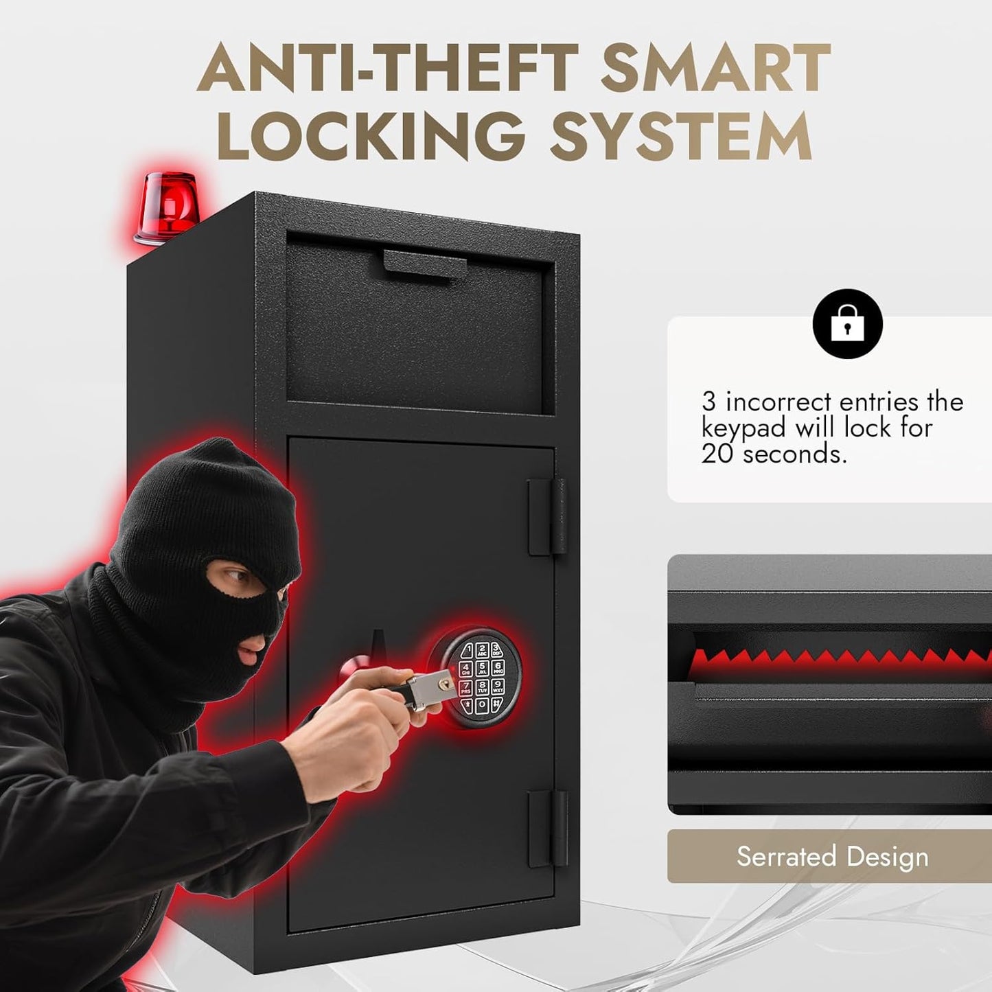 KAER Depository Drop Safe Box - Heavy Duty 4.0 Cu Ft Money Safe with Drop Slot Digital Combination Anti-Fishing Deposit Safes for Business/Home/Office Cash Slips Expense