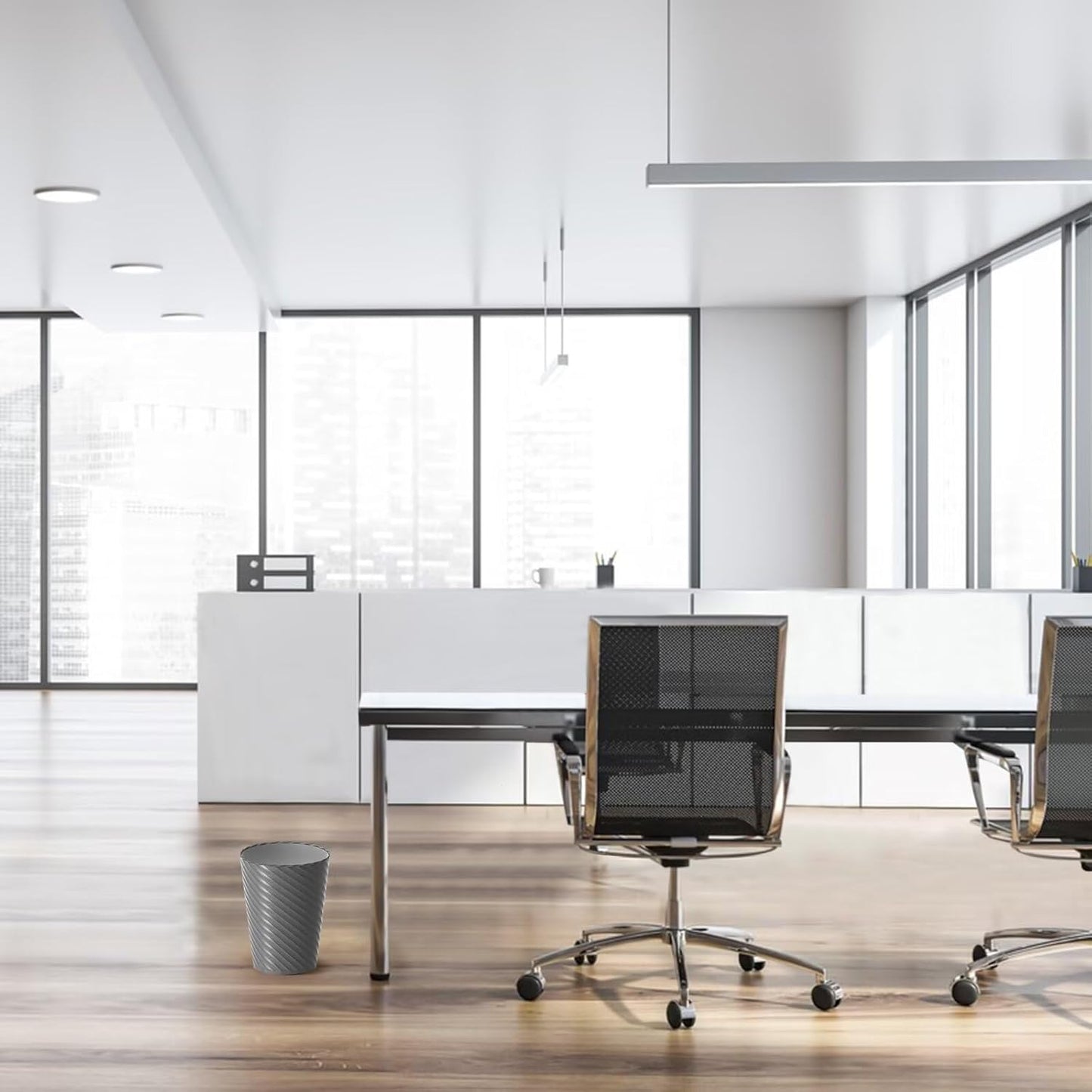 Bathroom Trash Can, 3 Pack 1.8 Gallons Small Trash Can with Trash Bags, Bathroom Garbage Can, Plastic Trash Bin, Round Waste Basket for Bath，Bedroom, Office, Kitchen, Room, Compact Space (Grey)