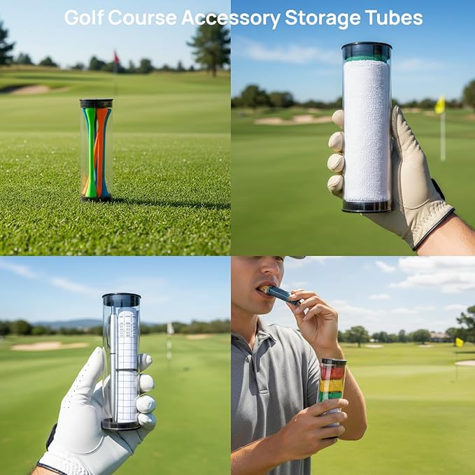 Milisten 8Pcs Clear Golf Ball Tubes with Caps, Waterproof Golf Carrying Case Plastic Barrel Thickened Golfs Display Holder Golfs Ball Container Box for Home Store Display Use, 8