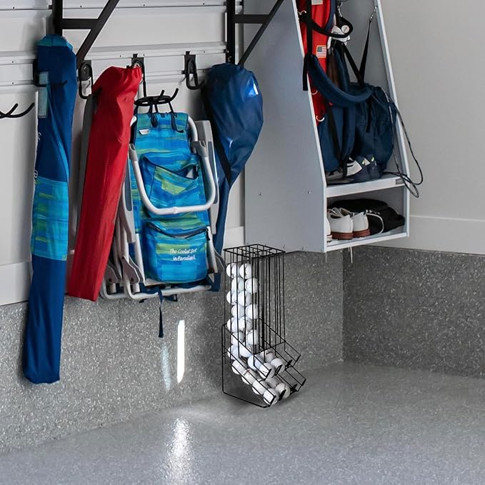 MyGift 60 Capacity Golf Ball Basket Holder - Matte Black Metal Wire Golf Ball Dispenser and Countertop Display Rack