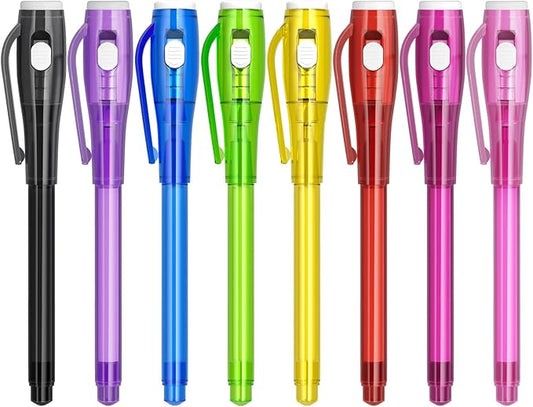 Invisible Ink Pen Spy Game for Kids, Party Favors Toys for Girls Boys, Magic Markers for Boys Girls Fun Outdoor Toys, Birthday for 6-13 Year Old Girls Boys (8PCS)