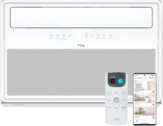TCL 12,000 BTU Q-Series Smart Inverter Window AC with Heat Pump, Ultra-Quiet, up to 67% Energy Saving, 115V, Compatible with Alexa/Google Assistant/Apple Homekit/Matter, Cools up to 550 Sq. Ft.