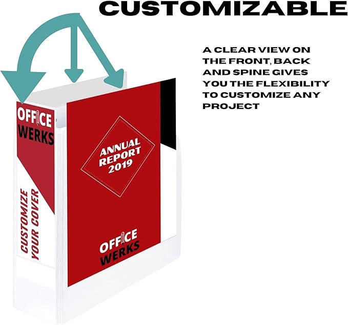 3 Ring Binder, Professional Angle D Ring Binder 4 Inch, Presentation Folder for Standard Pages 8.5 x 11 with Pockets, Crystal Clear View White Binder (4 Pack)