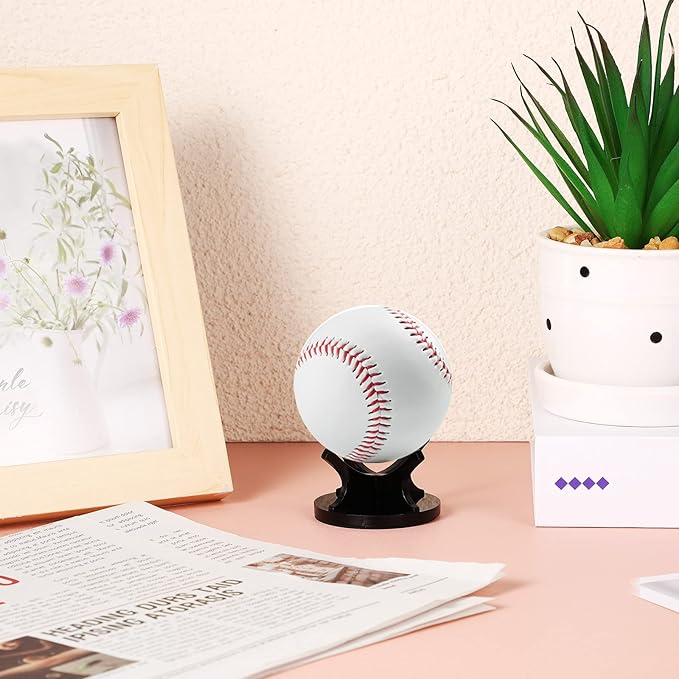 3 Pieces Acrylic Small Ball Stand Holder Sport Ball Display Rack Baseball Display Stand with 3 Pieces Non-Slip Rubber Pads for Baseball Golf Softball Tennis Spheres