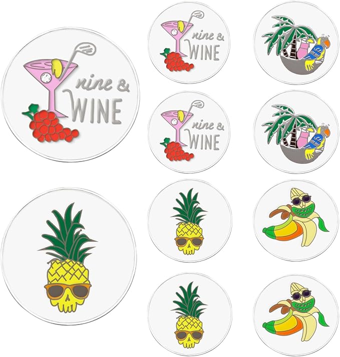Amy Sport Golf Ball Markers Assorted Patterns Fits All Magnetic Golf Tools Value Set, Alloy Soft Enamel Technique Marker for Hat Clips Gloves Golf Divot Tools Marks