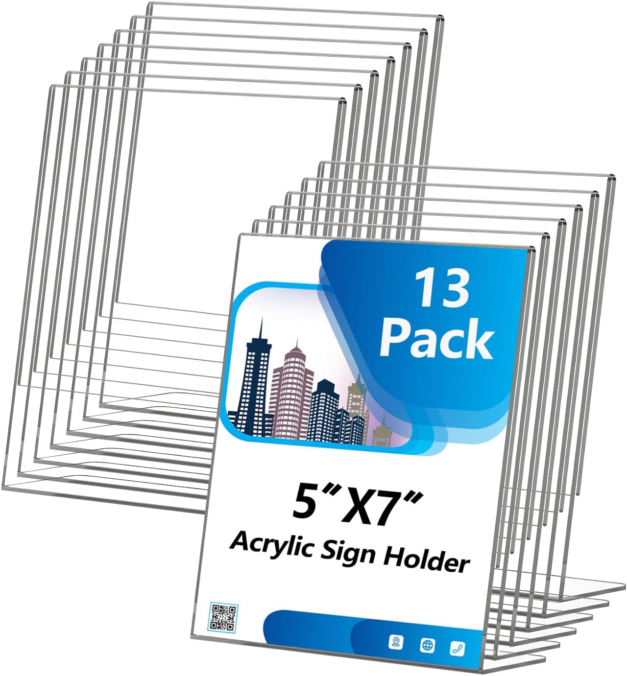 Acrylic Sign Holder 5x7 Inches, 13 Pack Clear Plastic Table Flyer Display Stand, L-Shape Vertical Menu Paper Holder Stand, Clear Picture Photo Flyer Display Stand for Restaurants, Store Fair,Office