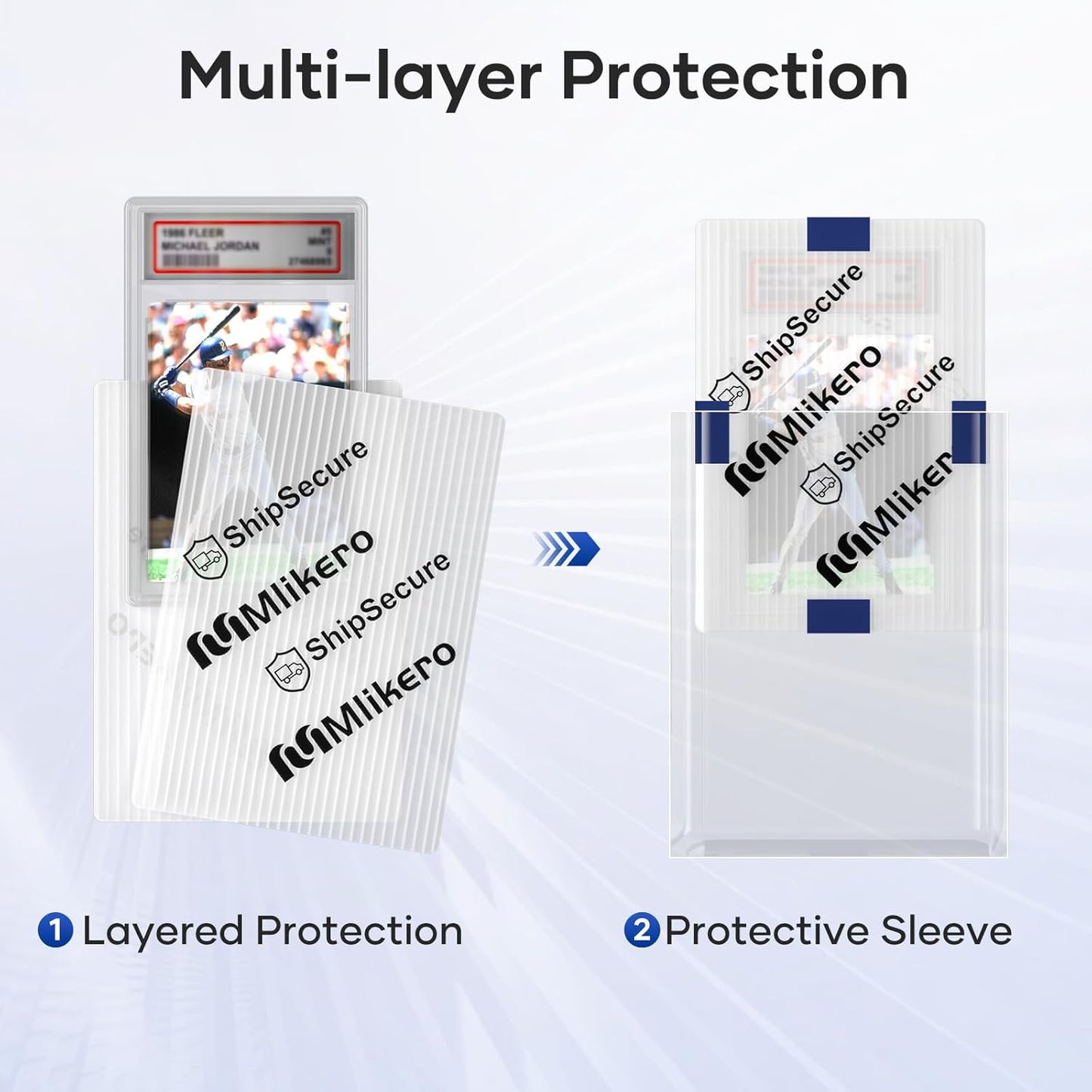 360 Pack Trading Card Shipping Protectors, 4'' x 6'' Plastic Card Protector with Protective Sleeves and Tape Rolls Fit for PSA Graded Cards