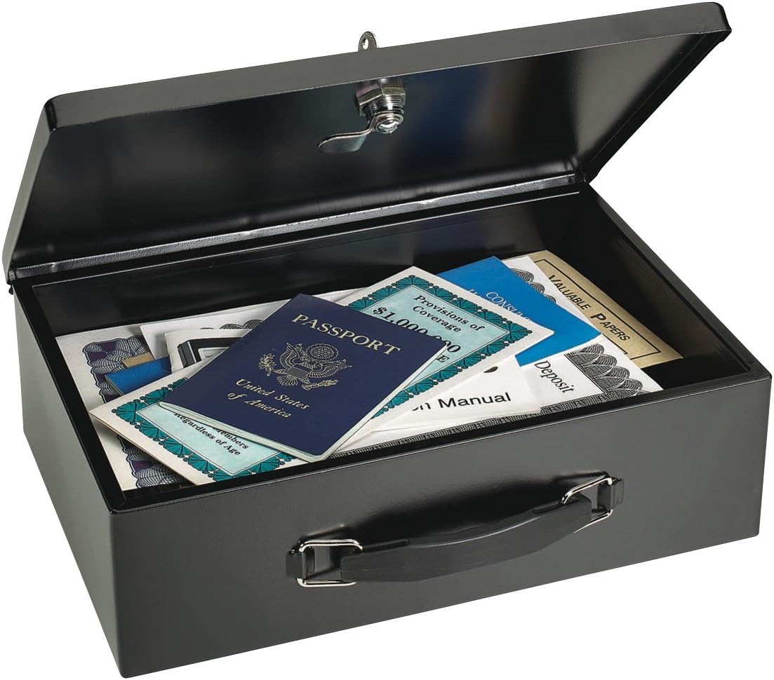 MMF Industries STEELMASTER Fire-Retardant Steel Security Chest with Key Lock | Black | Includes 2 Keys | Durable Steel & Double Insulated Walls | Lab Tested Fireproof Security Box