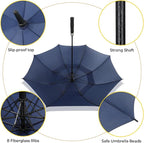 LLanxiry Automatic Open Golf Umbrella 54/62/68/72 Inch, Extra Large Windproof Vented Double Canopy Stick Umbrella, 210T Pongee Waterproof SPF 50+, Fiberglass Ribs, EVA Grip for Golf & Commute