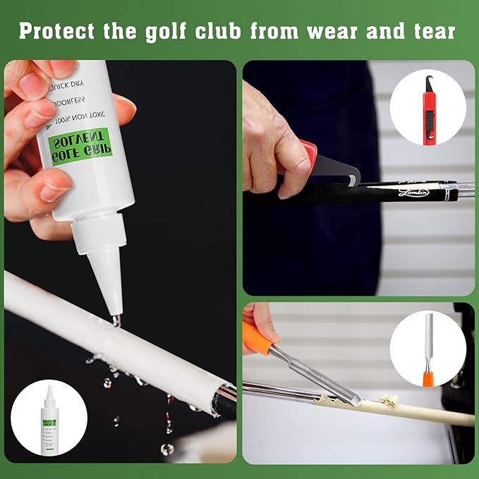 All-in-One Golf Grip Kit for Regripping Golf Clubs, 360° Swivel Portable Table Vise Rubber Clamp Golf Grip Removal Tool with Golf Grip Replacement Tape and Solvent, Golf Club Regripping Kit
