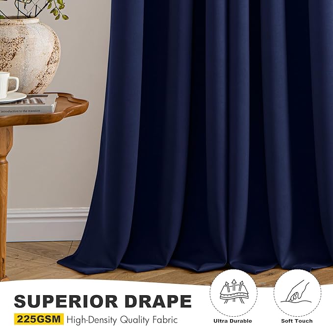MIULEE Short Curtains for Windows - Navy Blue Blackout Half Window Curtains Thermal Insulated Privacy Drapes for Kitchen Bedroom Bathroom Grommet Top Small Basement Tiers W40 x L36 Inch 2 Panels